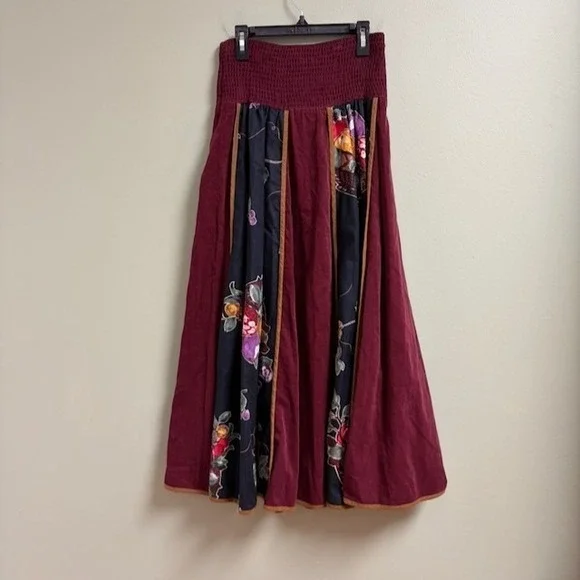 Jeanne Marc Vintage Cottage Renaissance Corduroy Patchwork Maxi Skirt Size P 4/6 - Picture 2 of 5